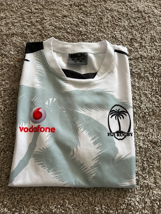 BLK Other - Unisex BLK Fiji Rugby Vodafone White & Light Teal Palm Print Rugby Sevens Jersey